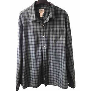 L L Bean Men’s Shirt 100% Cotton Wrinkle Free Green And Black Color Size Large